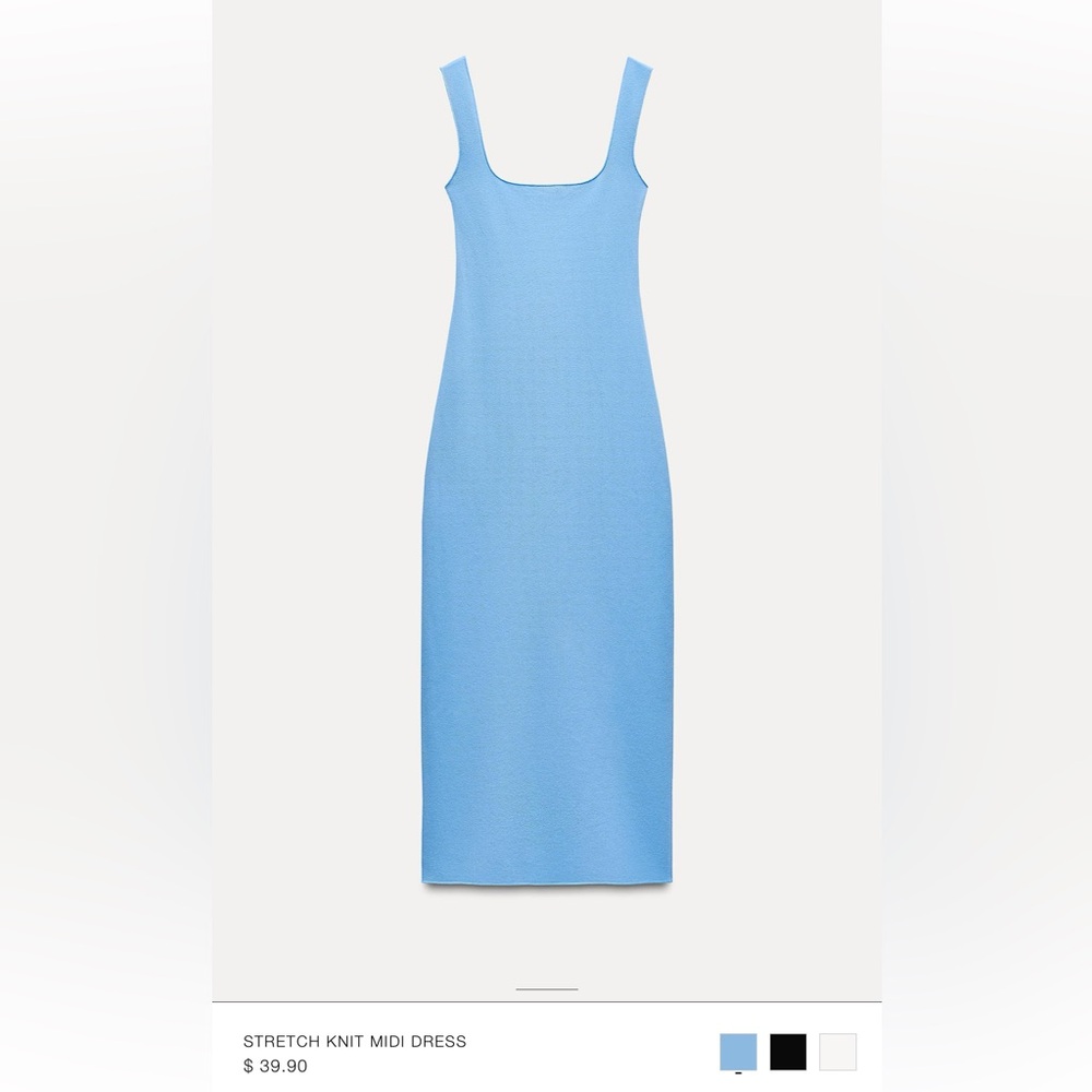 Zara STRETCH KNIT MIDI DRESS - light blue